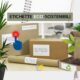 etichette eco-sostenibili per pacchi magazzino e archivio ufficio